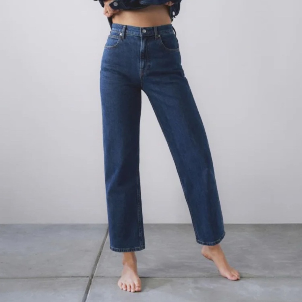 EVERLANE The Way High Jeans Long Wide Leg Ocean Dark Blue 26 L